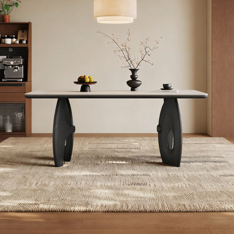 Table rectangulaire en pierre frittée French French, H 29,5 po x L 63 po x l 31,5 po