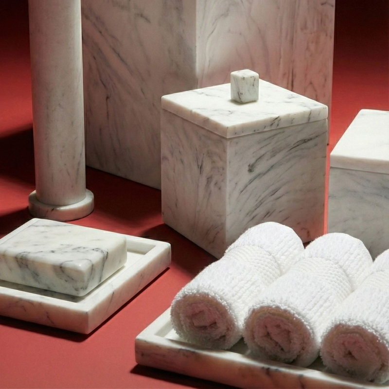 Poubelle en résine Marble Matte