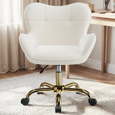 Modern Velvet Vanity Chair with Wheels