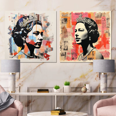 Queen Elizabeths Magazine Collage I - Celebrity Metal Prints Square Set Of 2