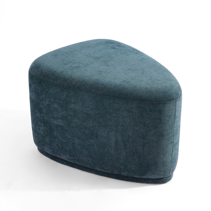 Caras Upholstered Blue Triangular Compression Ottoman No Assembly Required, Blue
