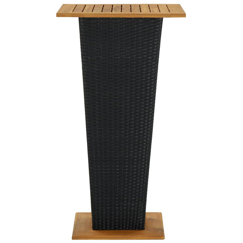 Evaleena Square Solid Wood Steel Outdoor Bar Table, 110cm H x 60cm W x 60cm L, Black