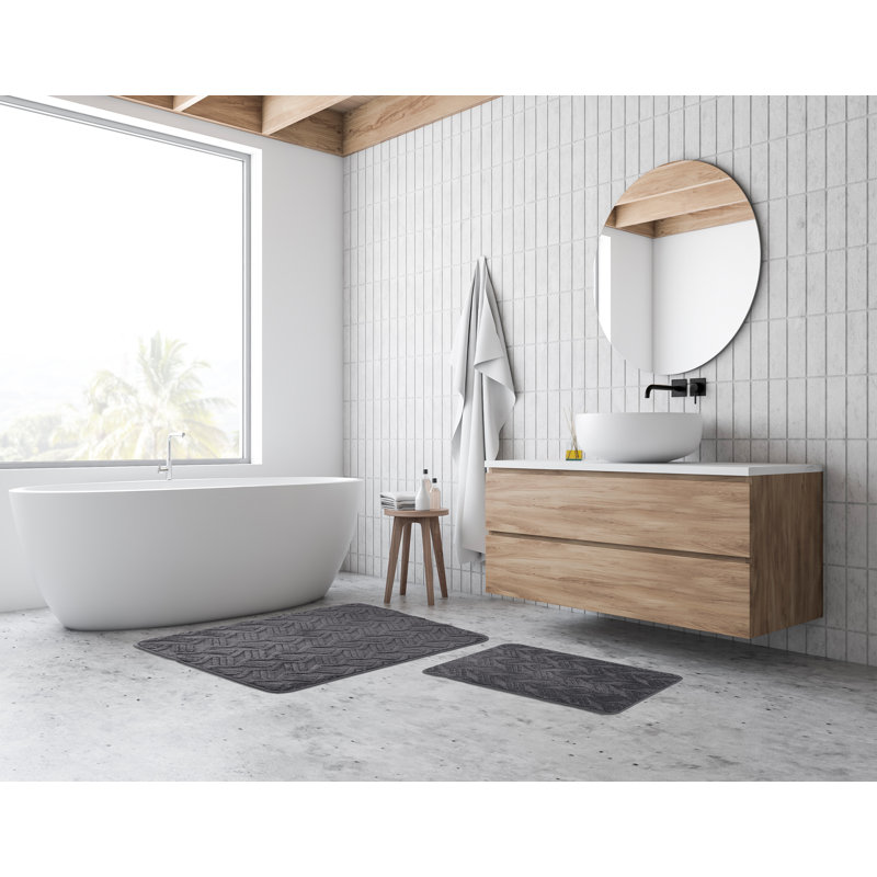Ensemble de tapis de bain à motif géométrique Scaife, Gris