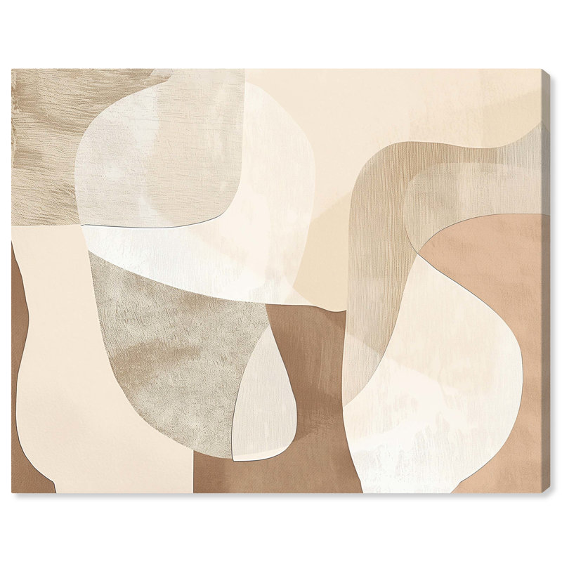 Perfect Tan Shapes Modern Earth Tone Abstract Canvas Wall Art