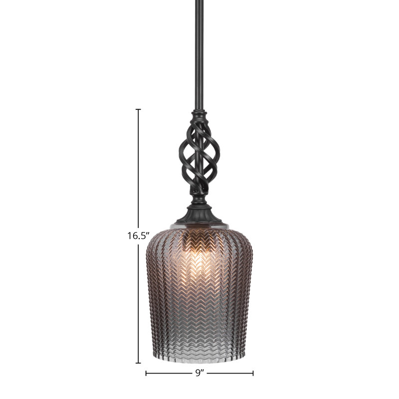 Eleganté Stem Hung Mini Pendant, 16.5" H x 9" W x 9" D, Black