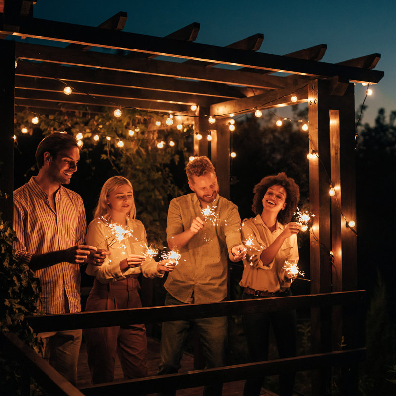 50 pi. Guirlandes lumineuses d'extérieur à DEL intelligentes, application Smart Life, fonctionne avec Alexa, assistant Google, IFTTT, accessoires de patio d'extérieur à intensité variable synchronisés avec les lumières musicales