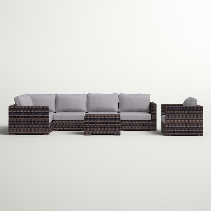 Carmel Rattan Wicker Fully Assembled 5 - Person Seating Group with Cushions