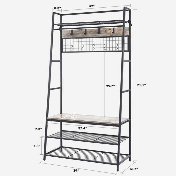 17 Stories Hall Tree 36'' Wide | Wayfair