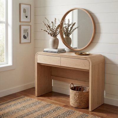 Console de hall d'entrée avec rangement à 2 tiroirs en panneau de fibres à densité moyenne de 47,24 po Curved Edge