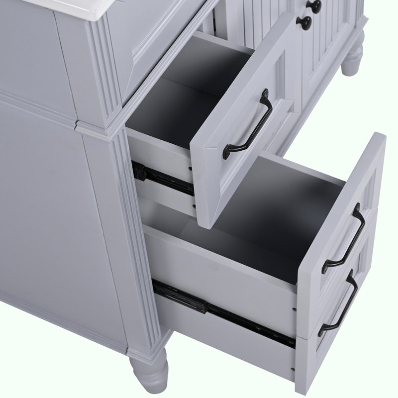 Meuble-lavabo 36 po avec lavabo, Noir, noir, noir, noir, Gris