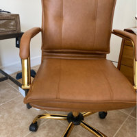 Lundgren Leather Task Chair with Padded Arms Willa Arlo Interiors Upholstery Color: Navy