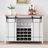 Farmhouse Wine Bar Cabinet,47" Coffee Bar Cabinet With Sliding Barn Door, Buffet Sideboard Cabinet With 16 Bottle Wine Rack For Dining, Living Room-1299585420