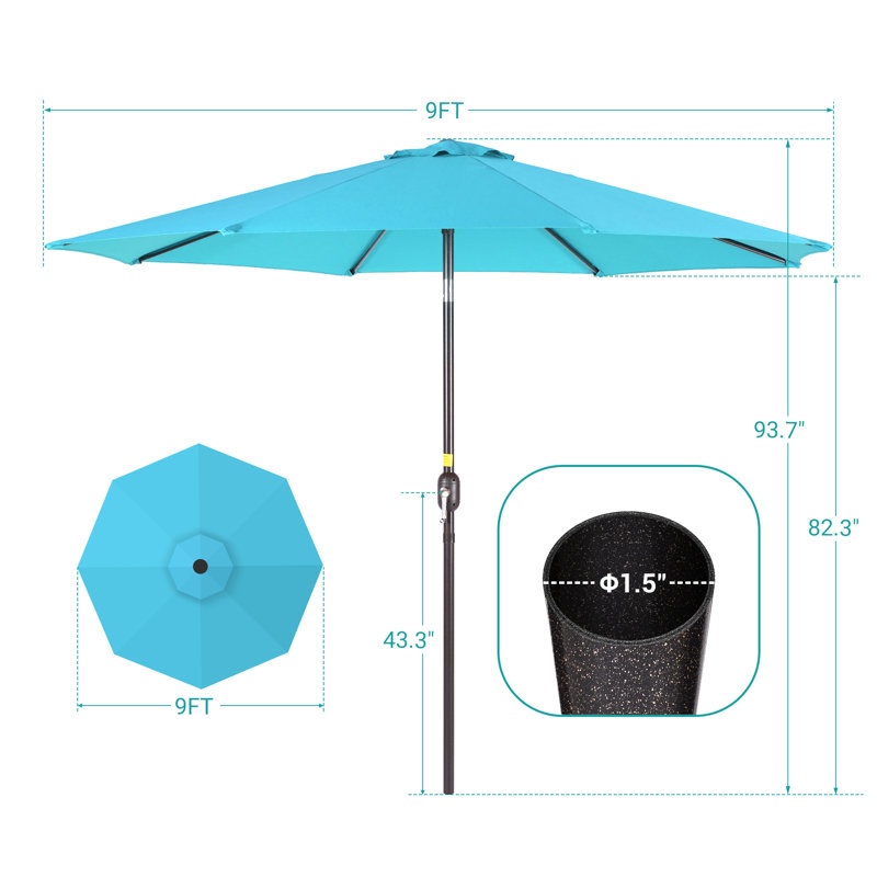 Parasol de terrasse 9 pi, Bleu lac