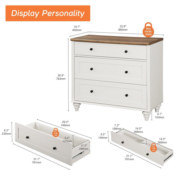 Commode 3 tiroirs Allyssa