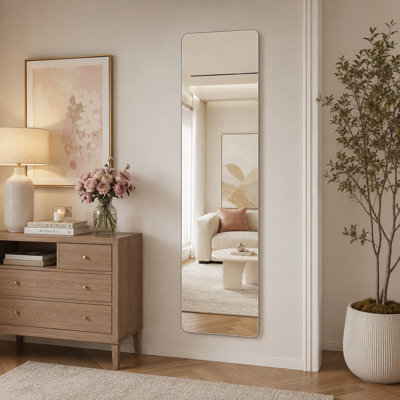 59" H x 16" W Rectangle Slim Full Body Dressing Mirror, Frameless Accent Mirror for Entryway and Bedroom Corner