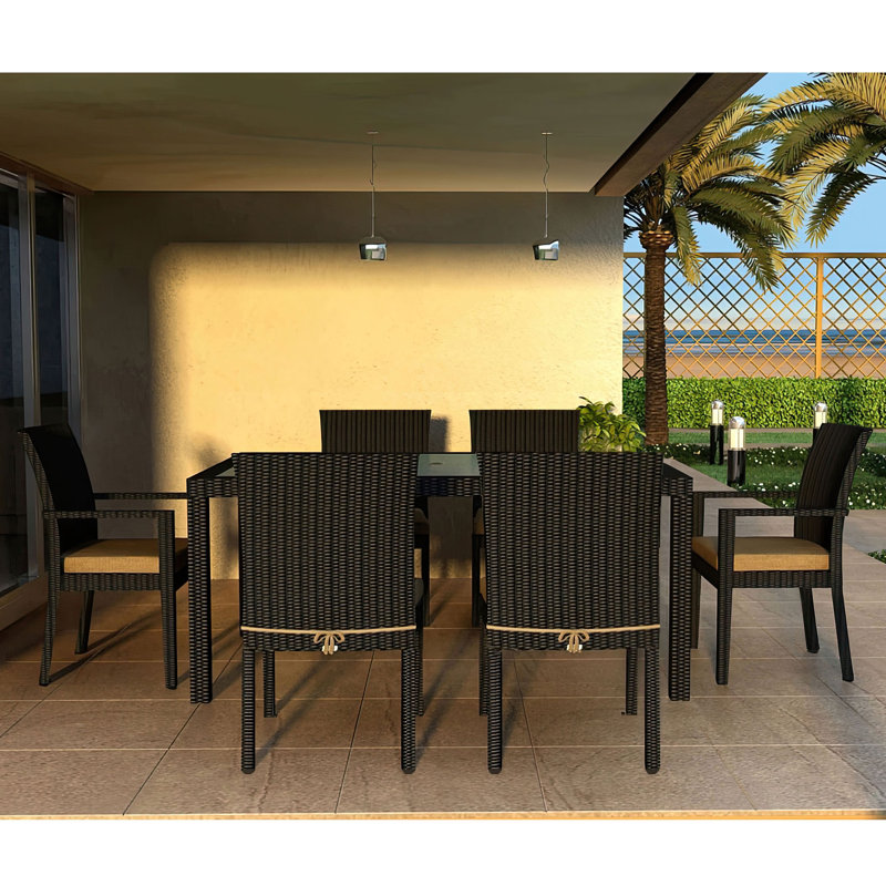 Urbana Outdoor - Piece Dining Set, Canvas Charcoal Sunbrella® Canvas, Coffee Bean, 8