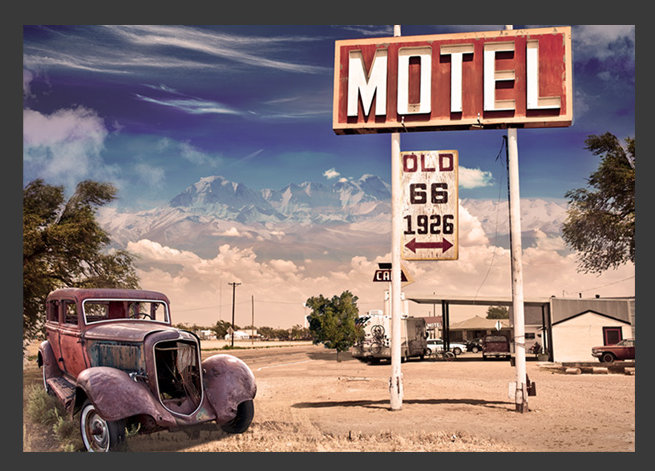 Old Motel 245cm x 350cm Wallpaper, 300 cm x 210 cm