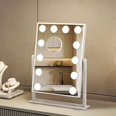 Plastic Rectangle Freestanding Makeup / Shaving Mirror