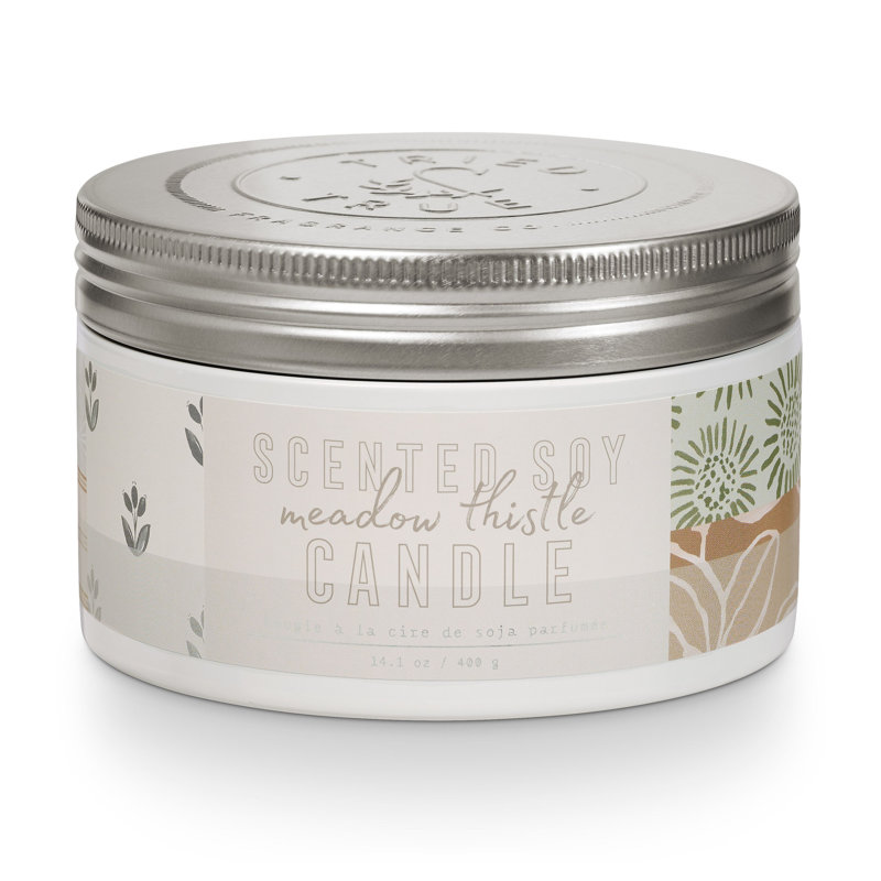Tried & True Large Tin, Meadow Thistle, 14.1 oz White/Silver Tin