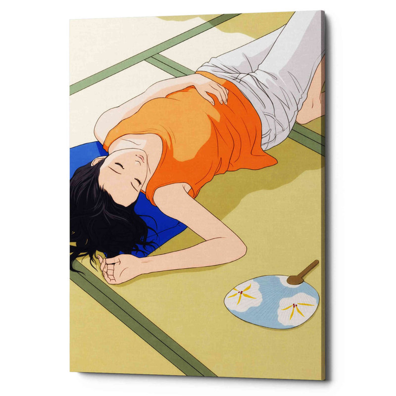«Sleeping Woman» par Sai Tamiya, art mural sur toile, H 16 po x l 12 po x P 0,75 po