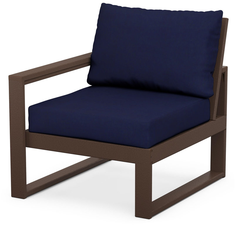 POLYWOOD Outdoor Lounge Chair, Mahogany, Navy