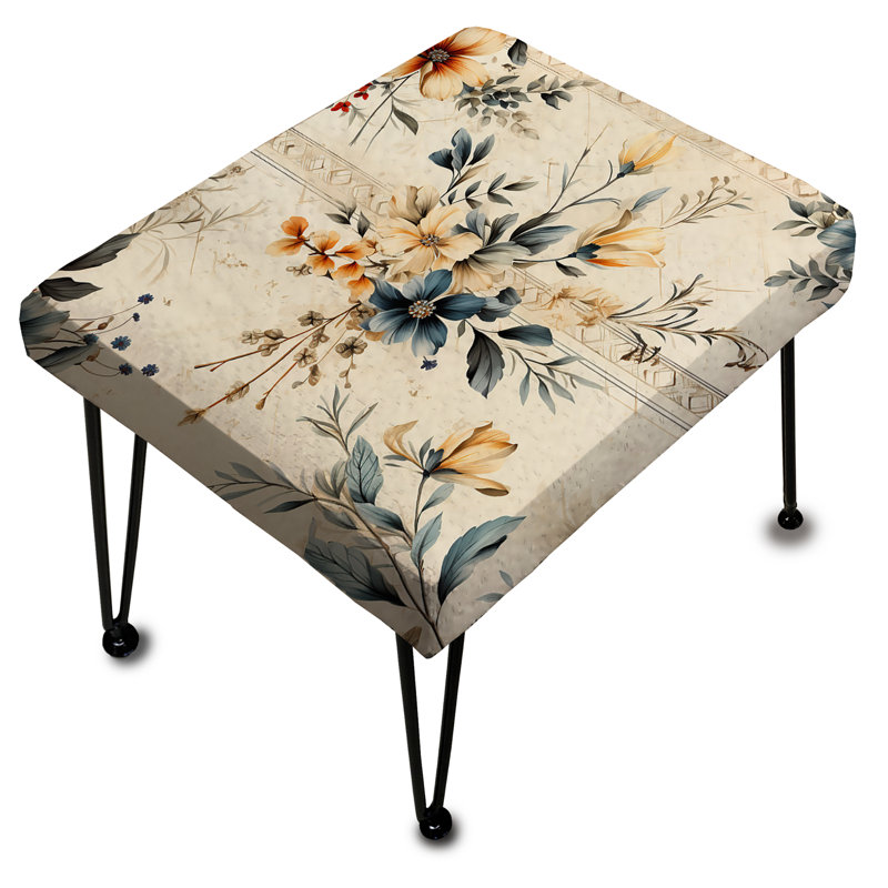 Repose-pieds vintage rétro Neutrals Mosaic Flowers III - Boho