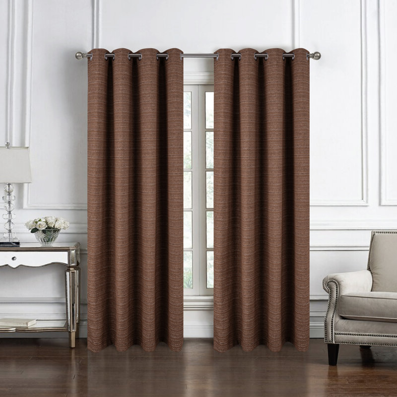 Kensington Textured Woven Privacy Window Curtain, 54" W x 95" L, Coffee