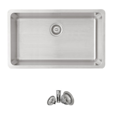 30 in. x 18 in. 18 Gauge, Stainless Steel, Brushed Single Bowl Undermount or Drop-In Kitchen Sink