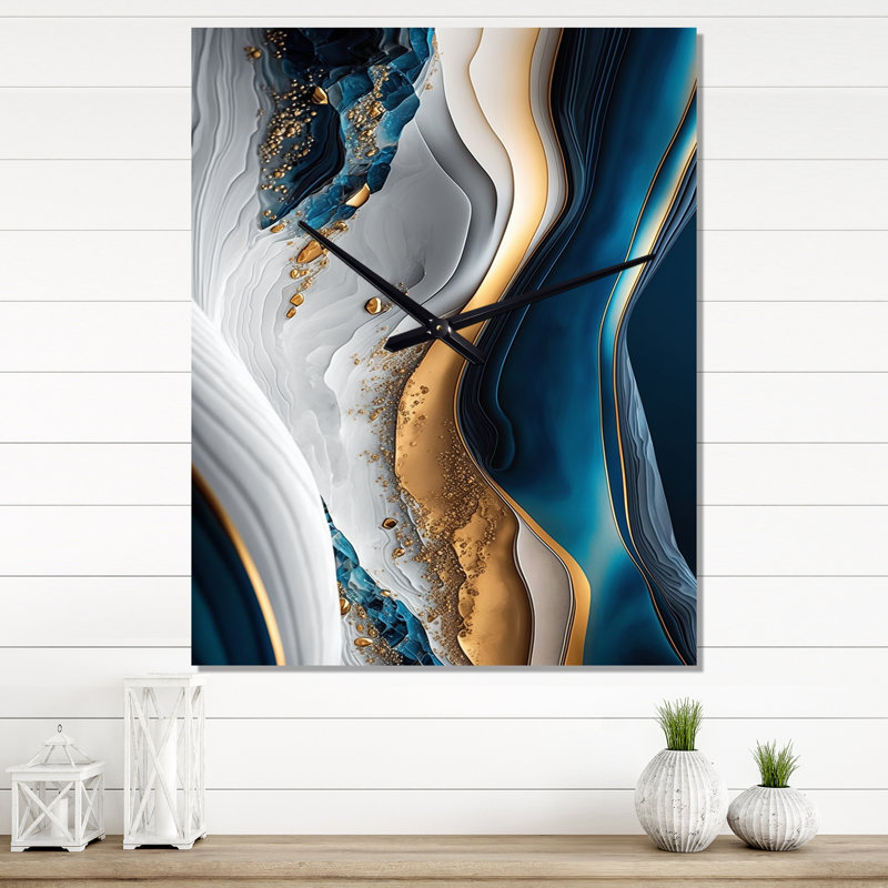 Abstract Geode Waves II - Horloge murale abstraite, H 28 po x l 12 po x P 1 po