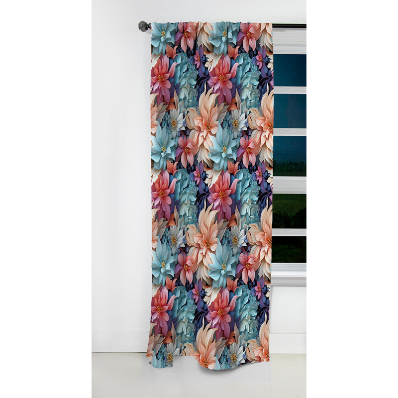 Olgethorpe - Rideau à motif floral - Rideau occultant à motif floral - 1 panneau, L 52 po x L 120 po