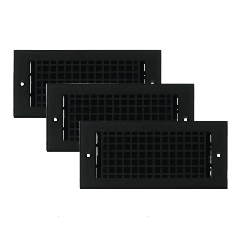 PAQUET de 3 ouvertures d'aération 4 "x 10" (mosaïque 5-1 / 2 "x 11-3 / 4"), Noir thermolaqué, Mur avec trous de vis