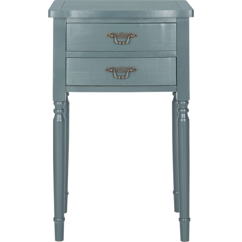 Table de chevet blanche à 2 tiroirs l 19 po Clauderson - Tables d'appoint en bois de style français pour toute pièce