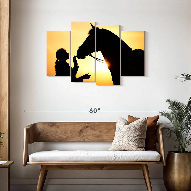 Cheval et fille Brampt, H 27 po x l 43 po