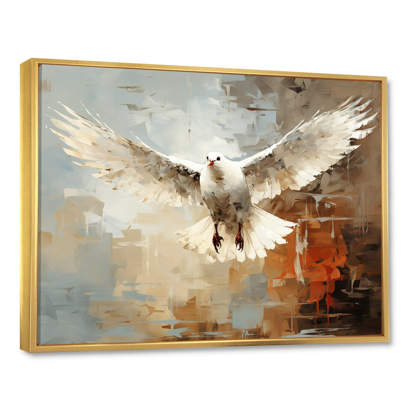 Art mural rétro, vol de mouettes 2, Cadre flottant doré, H 34 po x l 44 po x P 1,5 po