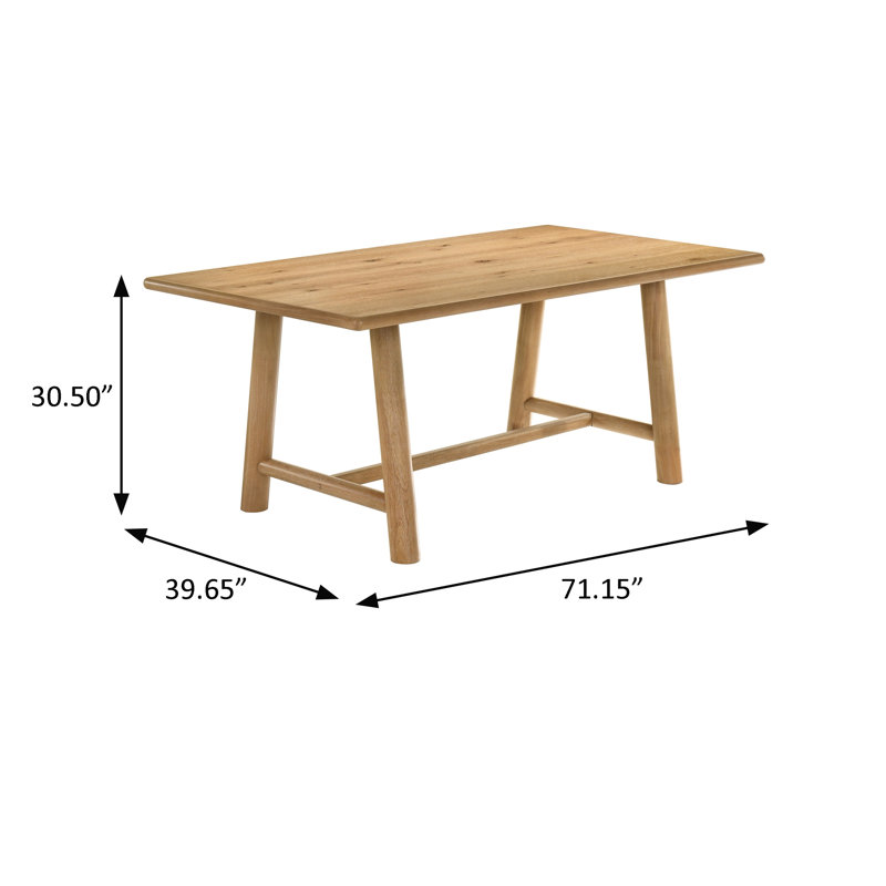 71.15" W Transitional Dining Table, Brown