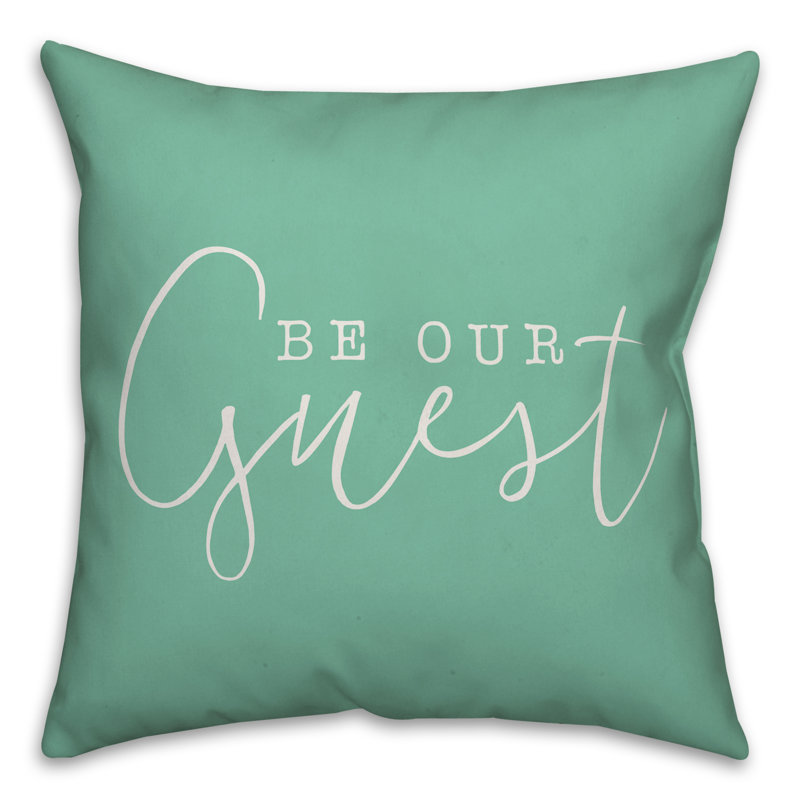 Textual Outdoor Throw Pillow, 20" H x 20" W, Mint Green