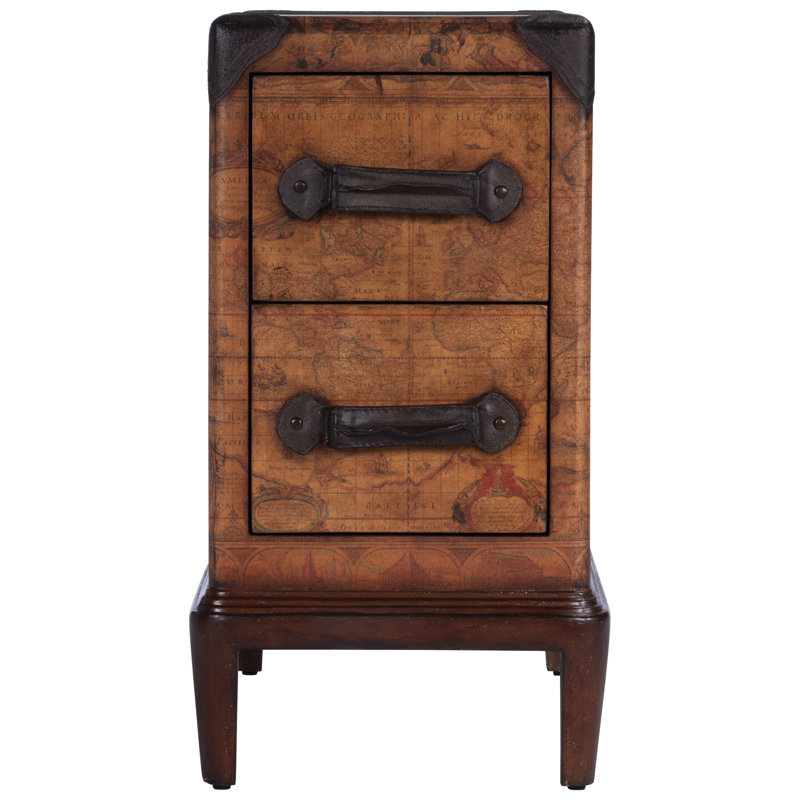 Austun Dudash Old World Map End Table with Storage