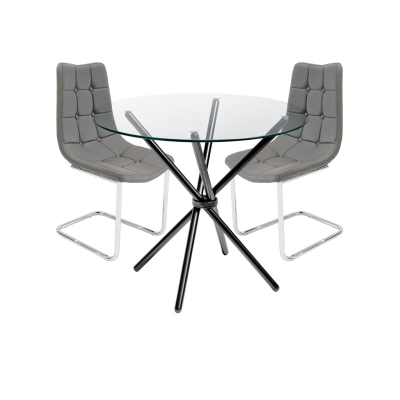Derby 2 - Person Dining Set, Grey, Black