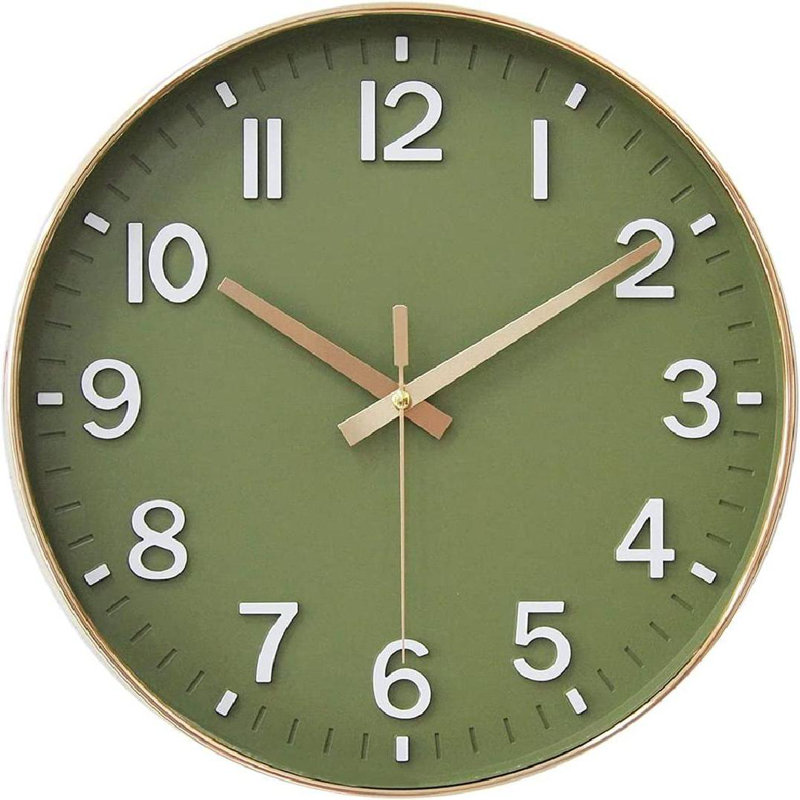 Horloges murales modernes à quartz, Vert olive