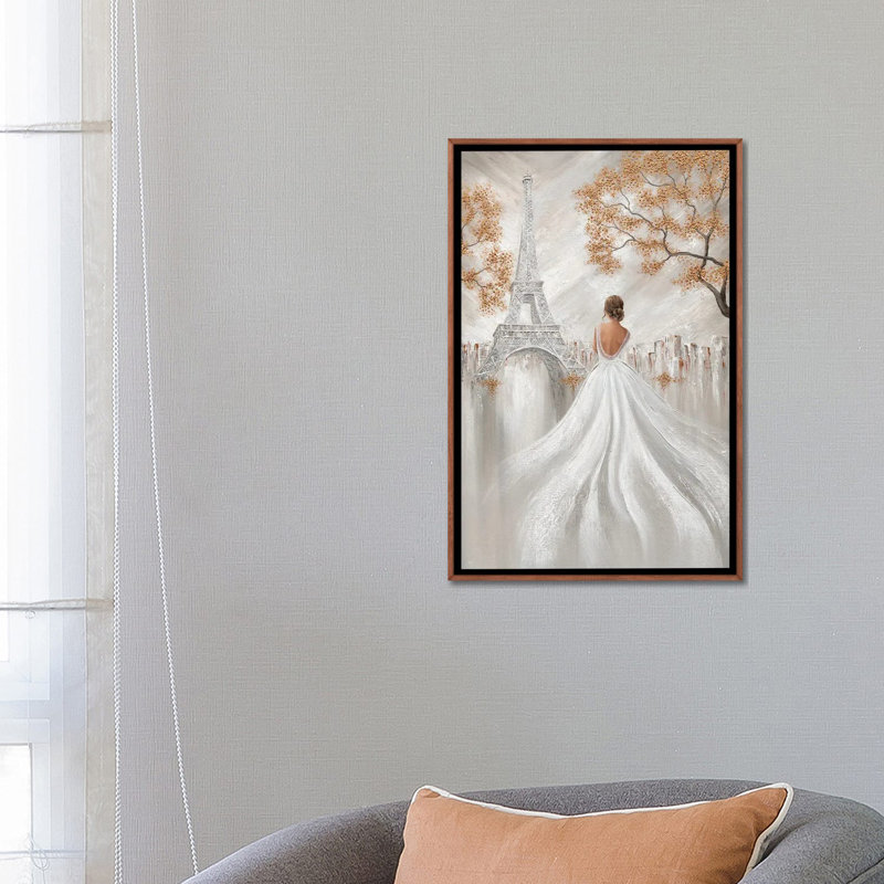 Eiffel Elegance, Paris Flair, Classic Wood Floater Framed, 26'' H x 18'' W