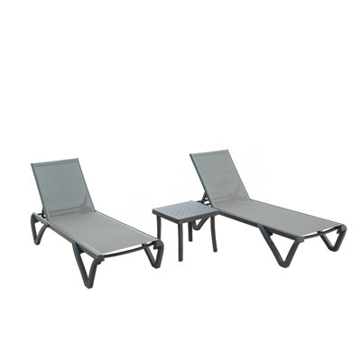Ensemble de 3 chaises longues pour patio avec 5 positions réglables