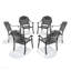 Chaise de patio en aluminium coulé 6 pièces avec cadre noir et coussins rouges-130818741