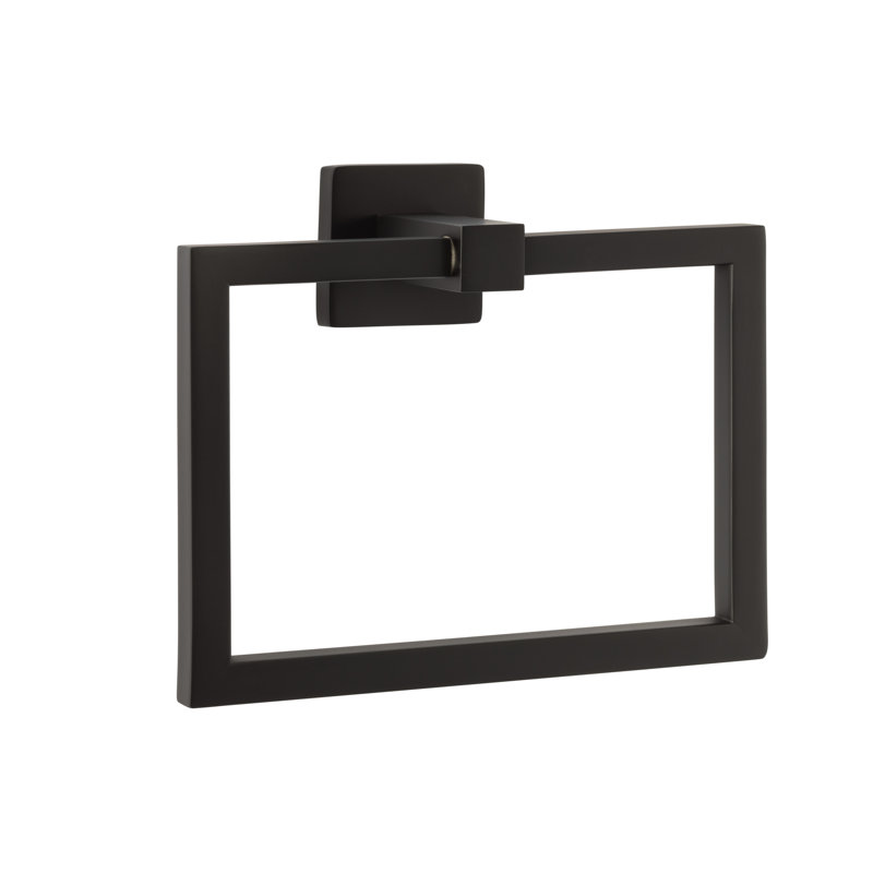 Vlora Solid Brass Towel Ring, Flat Black