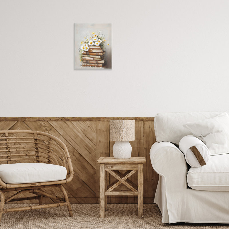 Pile à livre avec marguerites, plaque murale, design par Arlington Prints