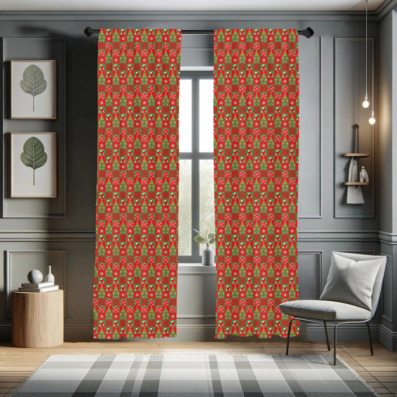Fireplace Socks Semi-Sheer Rod Pocket Curtain Panels, 28" x 84"