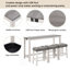 Ensemble de table de bar 4 pièces avec prise électrique, table de bar avec 3 tabourets rembourrés, table d'appoint derrière le canapé, pour salon et salle à manger-781825015-781825016