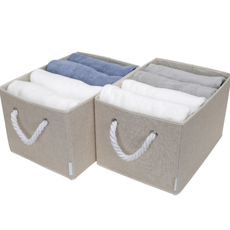 StorageWorks Foldable Fabric Storage Bins with Lids and Handles