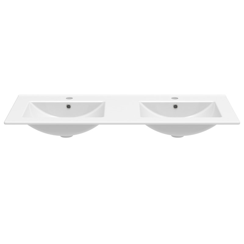 Lavabo de meuble-lavabo double 48 po avec 2 trous simples