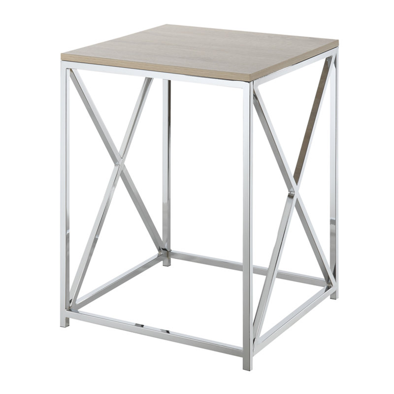 Carrollton End Table, Weathered White/Chrome