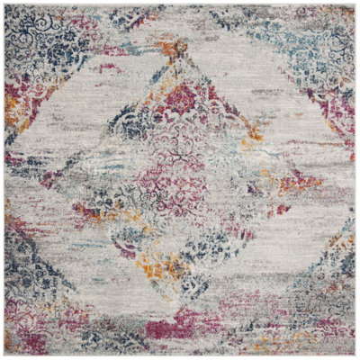 Christa Oriental Light Gray/Fuchsia Area Rug